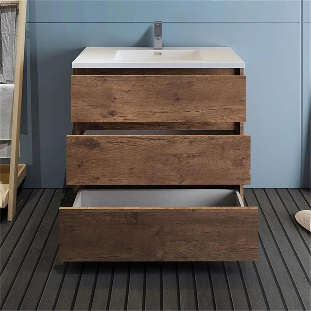 Fresca Lazzaro 36" Rosewood Free Standing Modern Bathroom Cabinet w/Integrated Sink