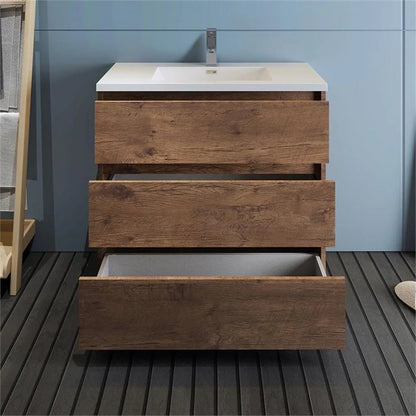 Fresca Lazzaro 36" Rosewood Free Standing Modern Bathroom Cabinet w/Integrated Sink