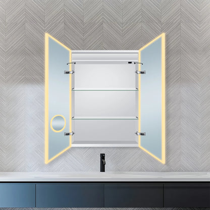 Dreamwerks 24"W x 32"H LED Bathroom Medicine Cabinet with Integrated Touch Switch and Magnifying Glass