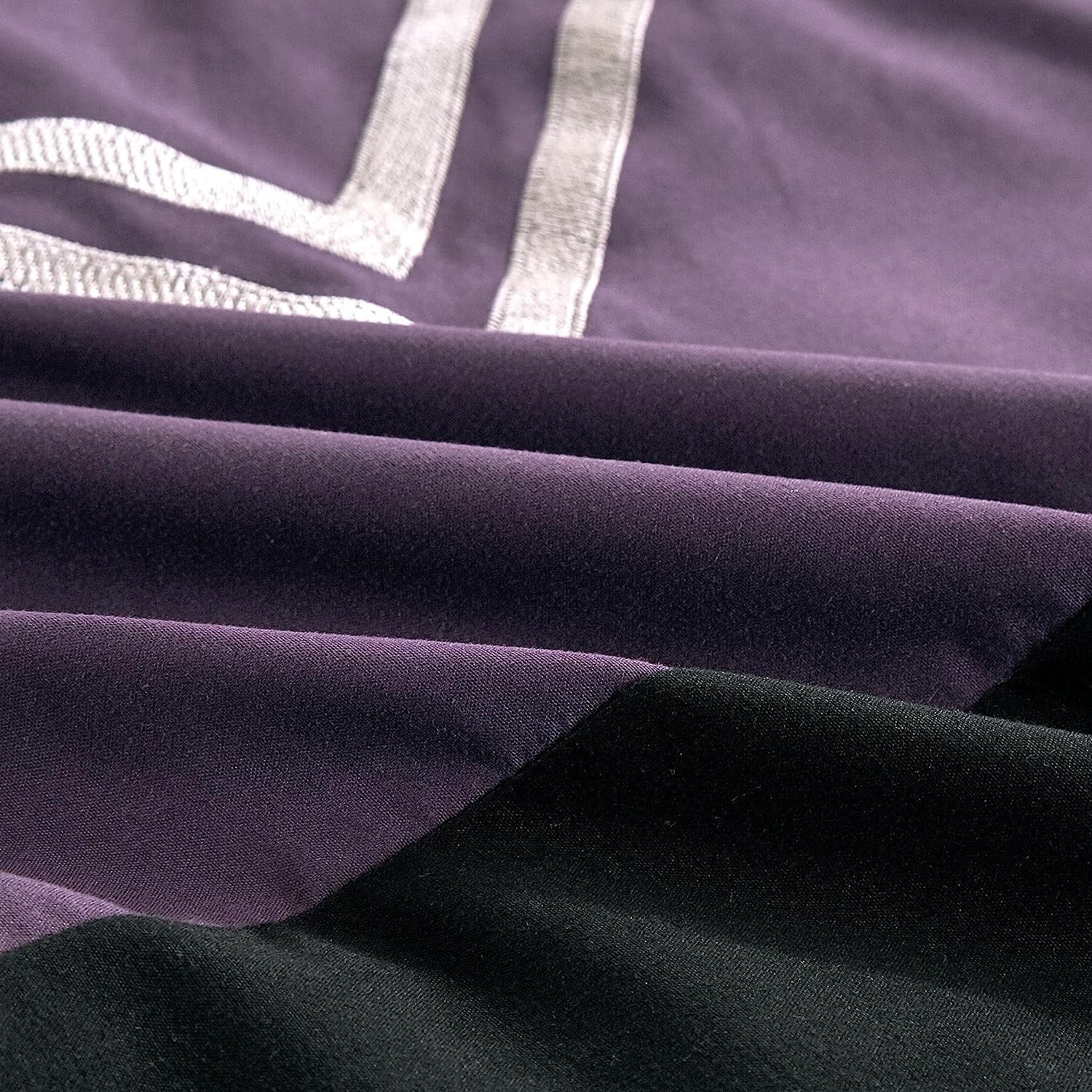 Chezmoi Collection Jaxson King Bed in a Bag 7-Piece Comforter Set with Sheets Modern Pleated Stripe Embroidered Purple/Black/Gray/White Zigzag Lightweight All Season Bedding