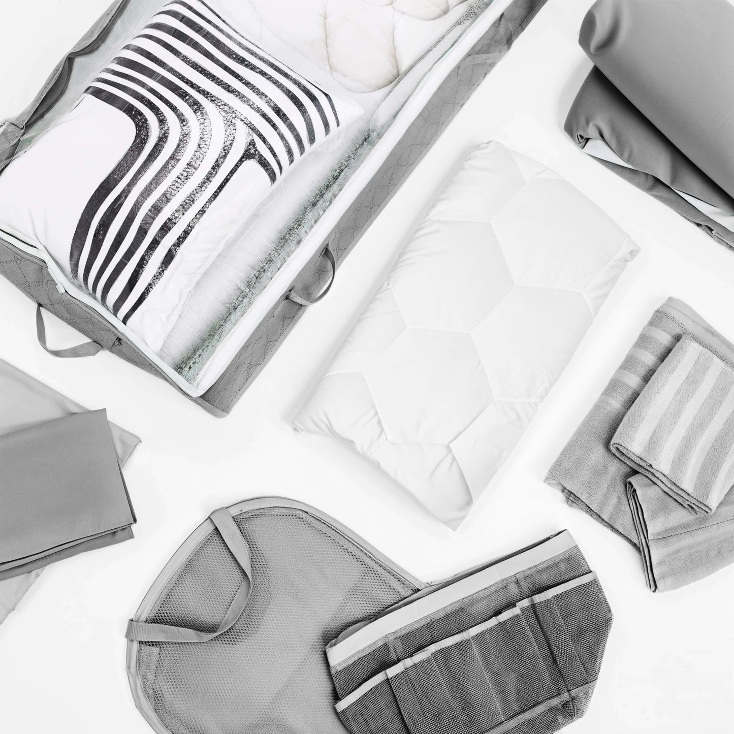 Ravure College Dorm Room Essentials Complete Set, Twin XL Comforter Set, Dorm Bedding, Twin Xl Bed In a Bag Comforter Set with All Dorm Accessories and Bedding, Grey