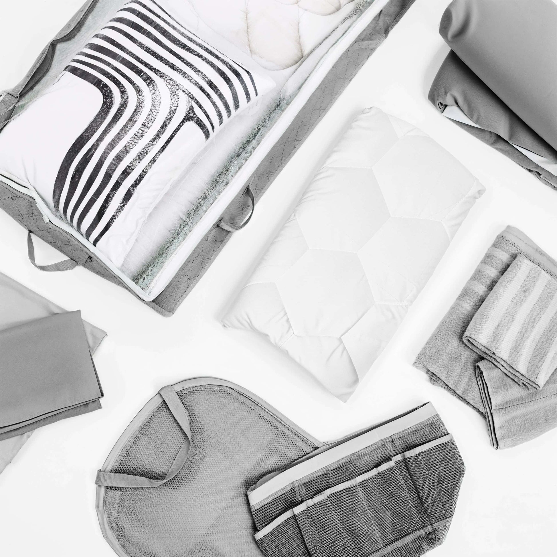 Ravure College Dorm Room Essentials Complete Set, Twin XL Comforter Set, Dorm Bedding, Twin Xl Bed In a Bag Comforter Set with All Dorm Accessories and Bedding, Grey