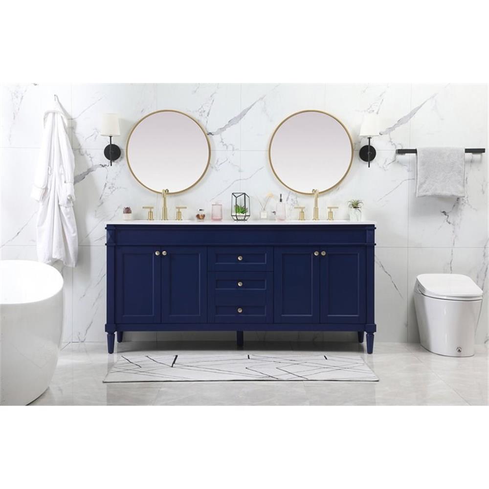 Elegant Kitchen and Bath 72 Inch Double Bathroom Vanity In Blue