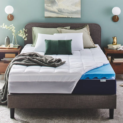 Sleep Innovations Memory Foam Mattress Topper, Queen, 4 Inch, Gel Dual Layer Plush