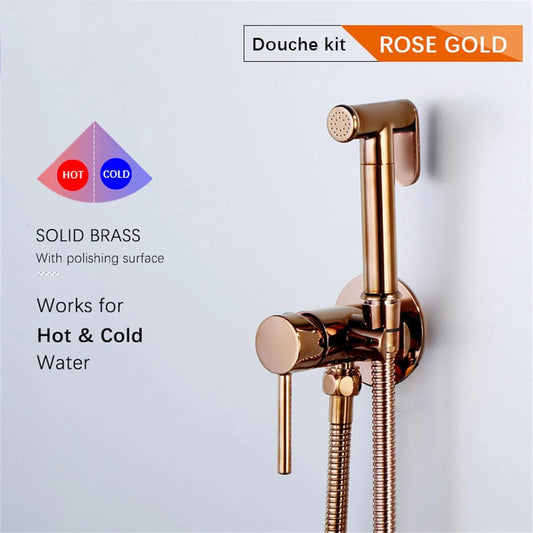 Handheld Bidet Sprayer for Toilet, Hot and Cold Stainless Steel Brushed Nickel Cloth Diaper Bidet Toilet Sprayer for Baby Wash and Feminine Wash,Brushed Gold