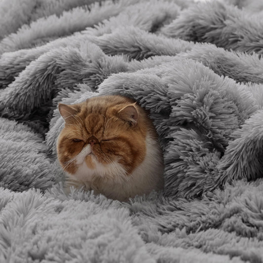 Bedsure Faux Fur Twin Blankets Grey - Fluffy Blankets & Throws Shaggy Faux Fur Blanket, 60x80 Inches