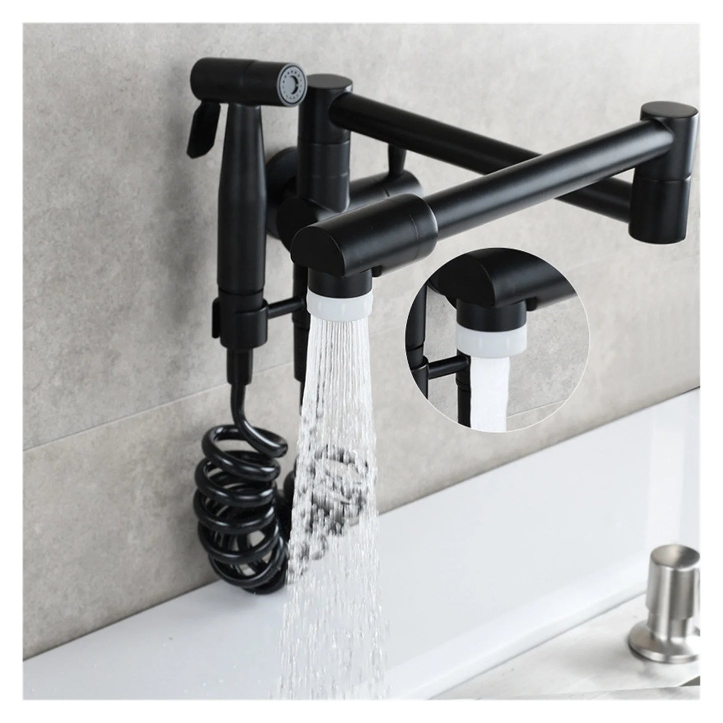 Pot Filler Tap Wall Mounted Foldable Kitchen Faucet With Bidet Sprayer Cold Bidet Faucet Sink Tap Rotate Folding Spout ,Effortless Installation