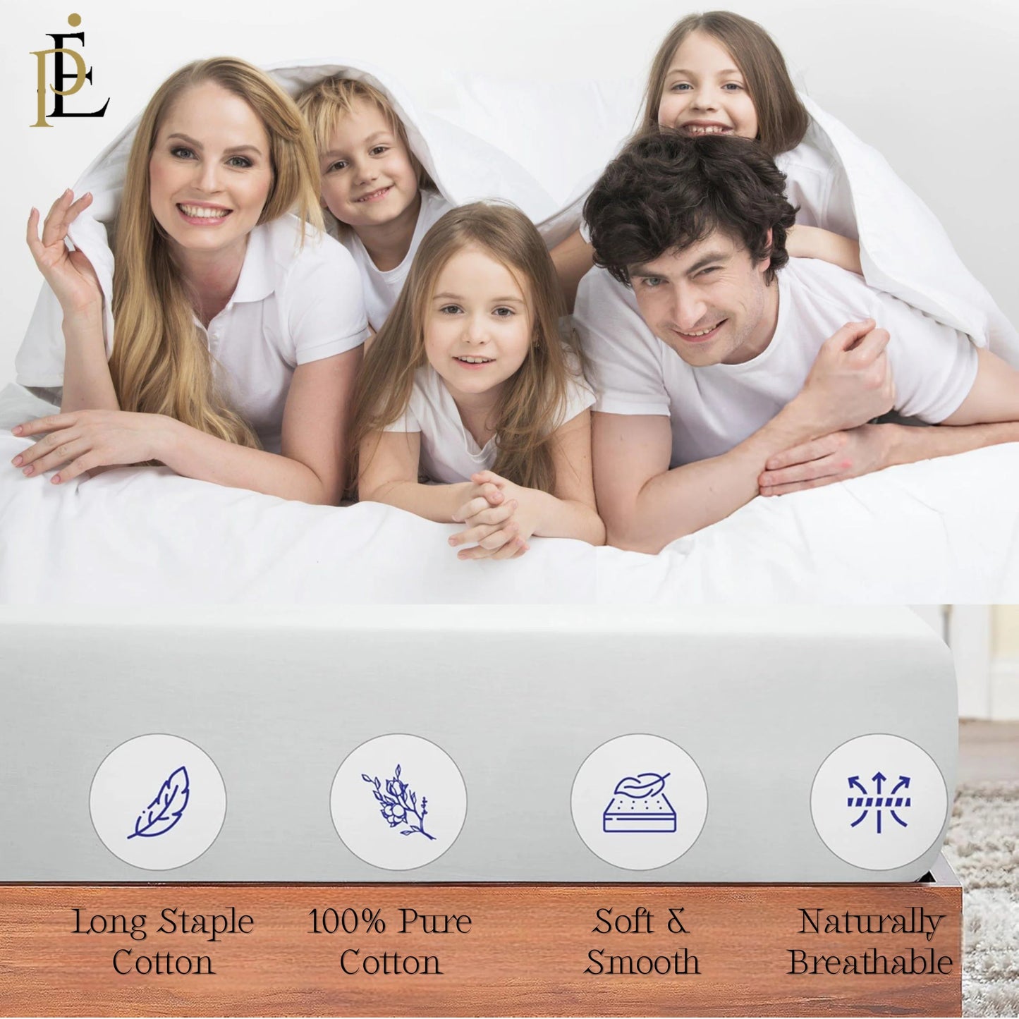 PRATYUX Split Queen 7-PC Bed Sheet Set (4-Pillowcases) 400-Thread Count 100% Egyptian Cotton Soft Breathable, 18" Deep Pockets - Black