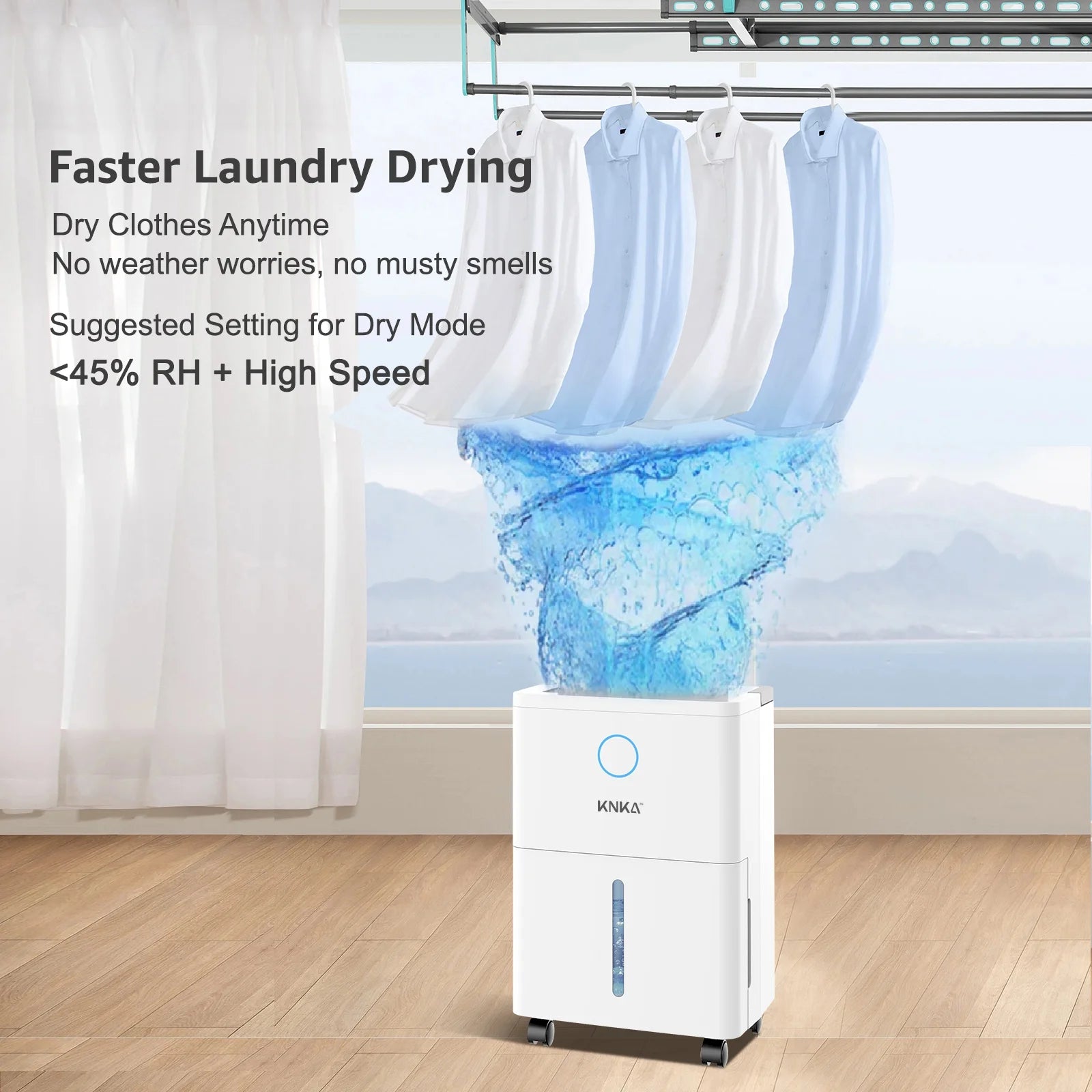 KNKA Pro Dehumidifier for Home with Drain Hose, (DOE Rating 10 pints/day), Dehumidifier for Basements, Covers Up to 1,500 Sq Ft, Auto Humidity Control for Bedroom, Bathroom, RV
