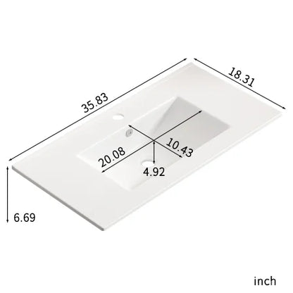 Lisonu 24-Inch Bathroom Vanity Top with Integrated Sink, White Porcelain Ceramic Vanity Sink Top with Oval Basin for a Clean, Modern Bathroom