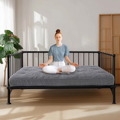 Slsy 6" Daybed Futon Mattress Memory Foam Futon Mattress, Thick Folding Sleeping Pad Breathable Floor Mattress for Adults, 5-Layer Foam Filling (Frame Not Included)