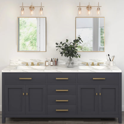 Modern 4/3/2-Light Farmhouse Linear Bathroom Vanity Lights Dimmable Wall Sconces with Clear Glass Shade L 20'' 3-light L20"x W6"x H 11.5" Painted 13
