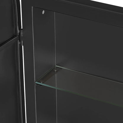 Soges Bathroom Medicine Cabinet with 3 Adjustable Storage Shelves, Wall Mounted Metal Framed Mirror Cabinet Recessed Medicine Cabinet, Cloud Shape Bathroom Mirror Cabinet, 19.7x31.5 Inches, Black