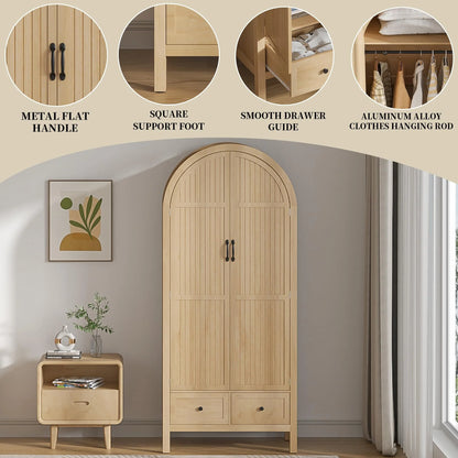 Armoire Wardrobe Closet, Bedroom Armoire with Drawers, Wood Wardrobe Storage Cabinets