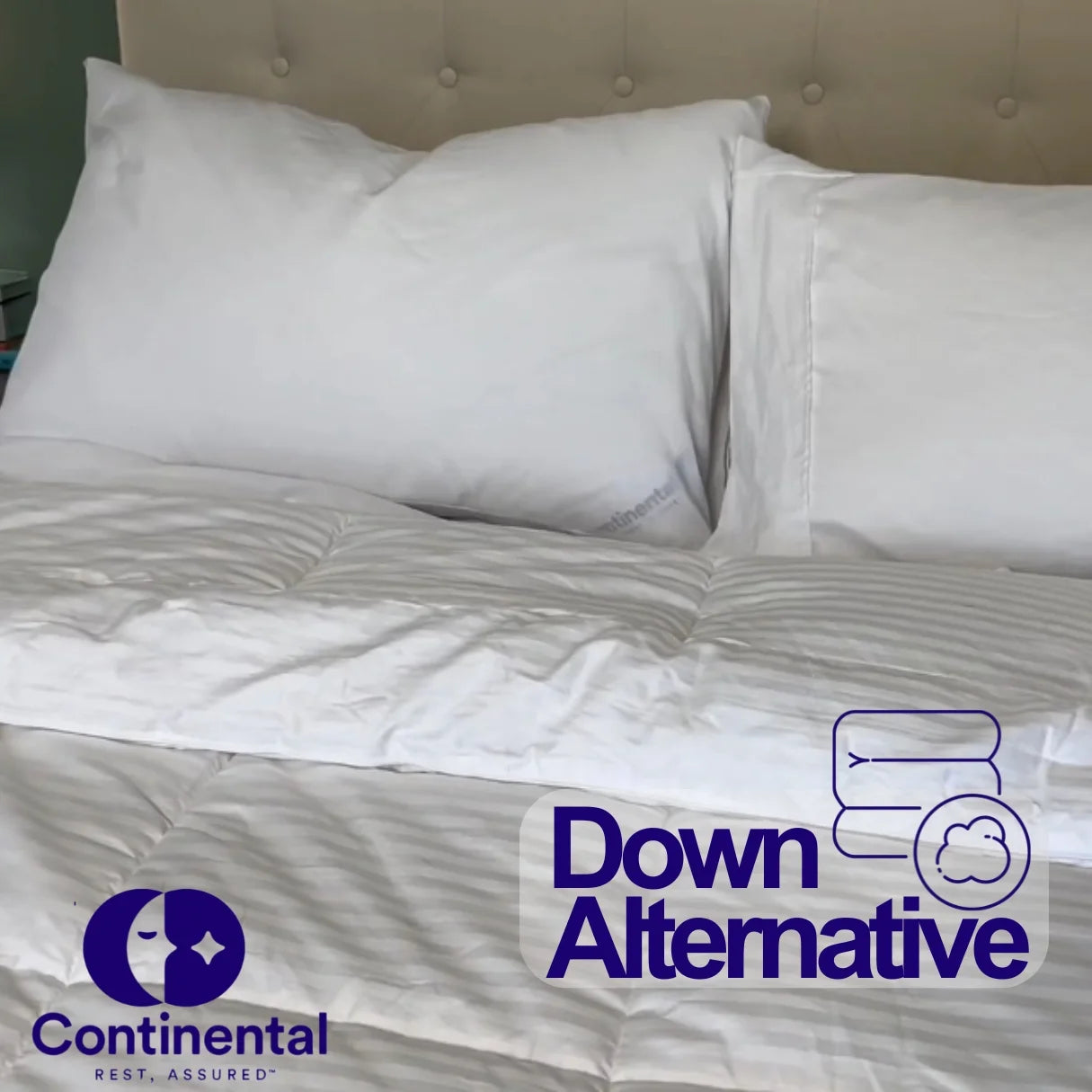 Continental Bedding Affinity All Season Down Alternative 100% Cotton Quilted Comforter Full Size Duvet Insert 76x86 Inch