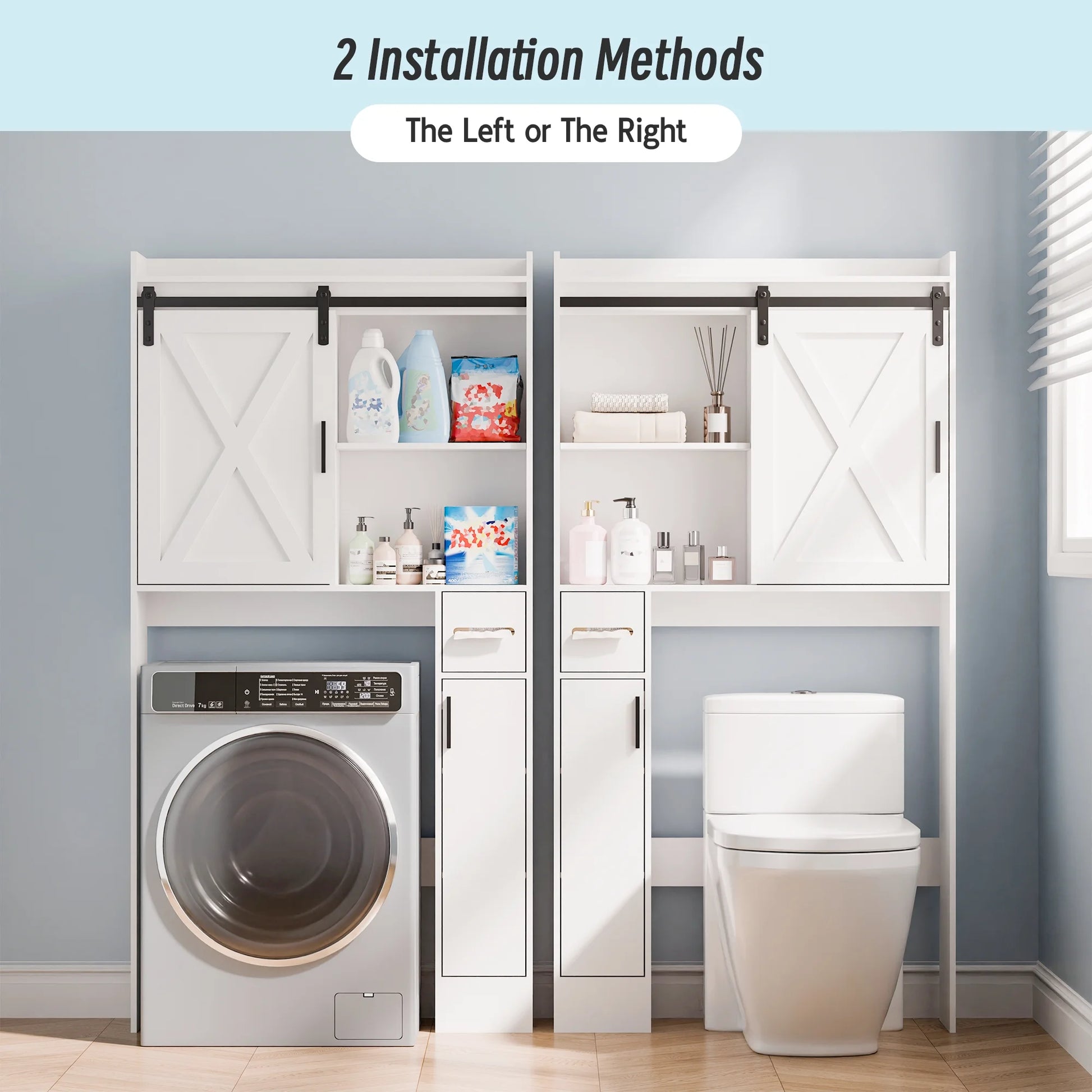 Tolead Over The Toilet Storage Cabinet with Paper Towel Holder, White