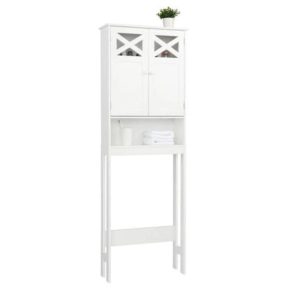 Ktaxon Over the Toilet Storage, Bathroom Storage Cabinet Organizer with Adjustable Shelf Double Doors, White