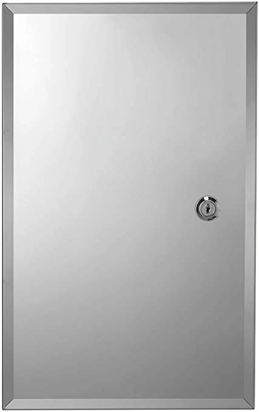 Croydex Trent Lockable Bathroom Storage Medicine Cabinet, Stainless Steel (15.7 x 9.8 in)