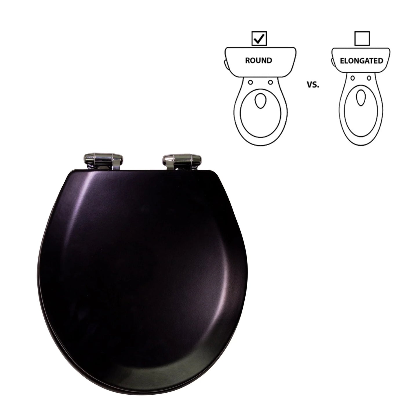 Dalton Toilet Seat Round Soft Close – Black Rustic Wooden Round Standard Toilet Seat for Bathroom – Design House, 561241-BLK