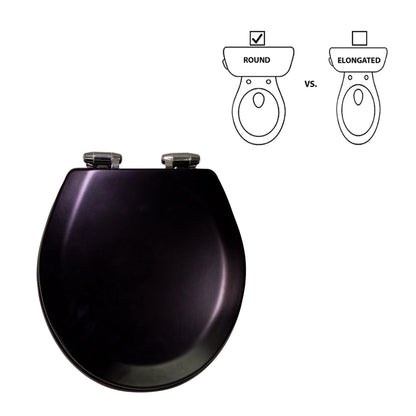 Dalton Toilet Seat Round Soft Close – Black Rustic Wooden Round Standard Toilet Seat for Bathroom – Design House, 561241-BLK