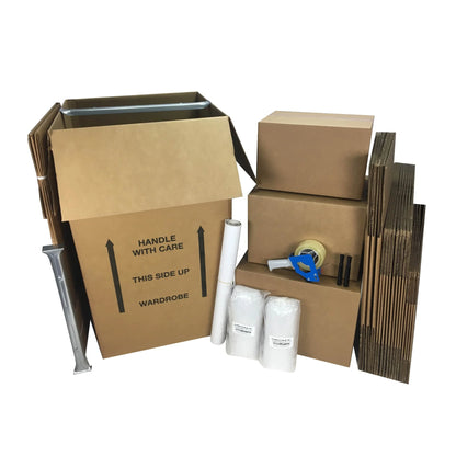 uBoxes 2 Room Wardrobe Kit 20 Moving Boxes plus Packing Supplies
