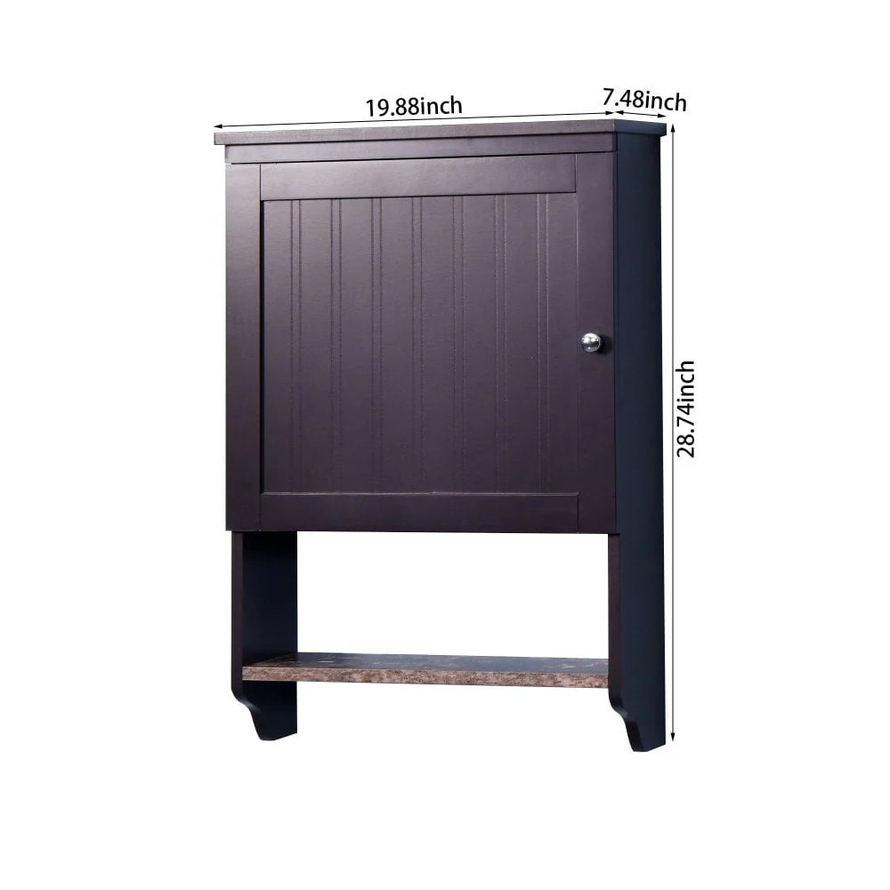 Tcbosik Bathroom Storage Cabinet Wall Mounted with Door, Wood Hanging Cabinet, Wall Cabinets with Shelves Over The Toilet (Espresso)