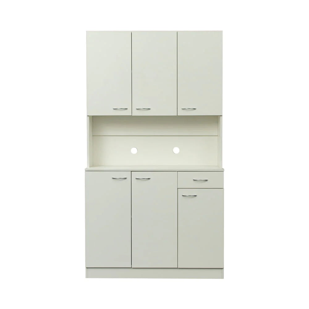 70.87" Tall Wardrobe & Kitchen Cabinet, Freestanding Storage Cabinet with 6 Doors, 1 Open Shelves and 1 Drawer, Kitchen Pantry Cabinet Buffet Sideboard Cabinet with 2 Cable Holes for Bedroom, White