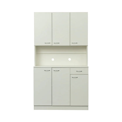 70.87" Tall Wardrobe & Kitchen Cabinet, Freestanding Storage Cabinet with 6 Doors, 1 Open Shelves and 1 Drawer, Kitchen Pantry Cabinet Buffet Sideboard Cabinet with 2 Cable Holes for Bedroom, White
