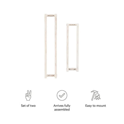 Linon Margot Wood Two Pack Towel Racks in Rustic Whitewash