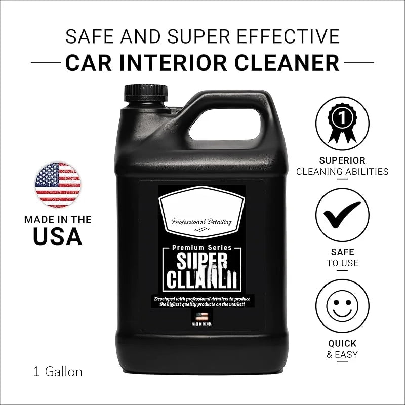 Super Cleaner | Effective Car Interior Cleaner | Leather Car Seat Cleaner | Stain Remover for Carpet, Upholstery, Fabric, and Much More! | 18 Oz Kit with Microfiber Towel