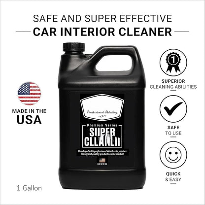 Super Cleaner | Effective Car Interior Cleaner | Leather Car Seat Cleaner | Stain Remover for Carpet, Upholstery, Fabric, and Much More! | 18 Oz Kit with Microfiber Towel