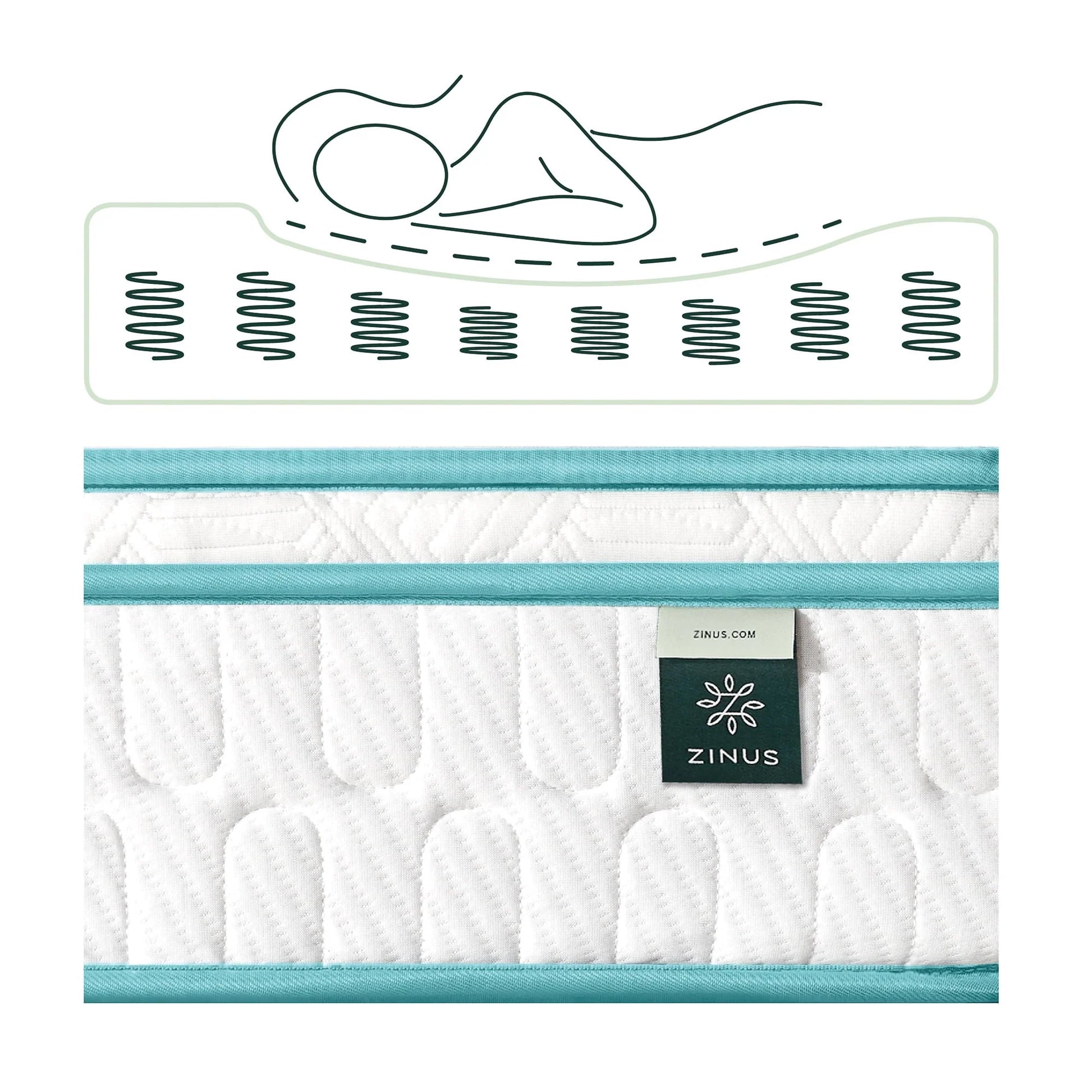 Zinus Green Tea Infused Euro Top 8" Innerspring Mattress, Queen
