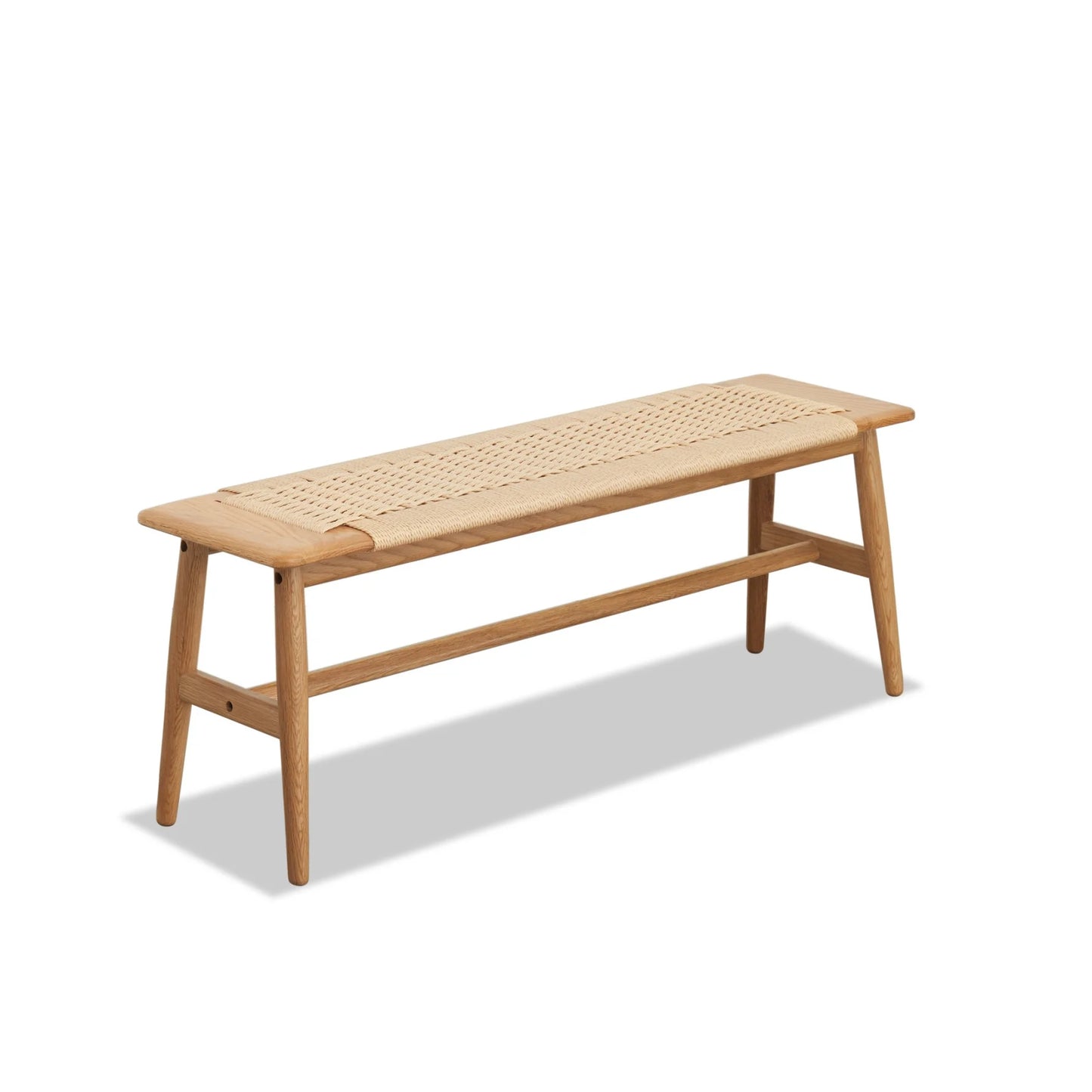 Woven Rattan Bench,Natural Oak Wood Dining Bench,Bed Bench Entryway Bench for Entryway,Dining Room,Bedroom,Bathroom