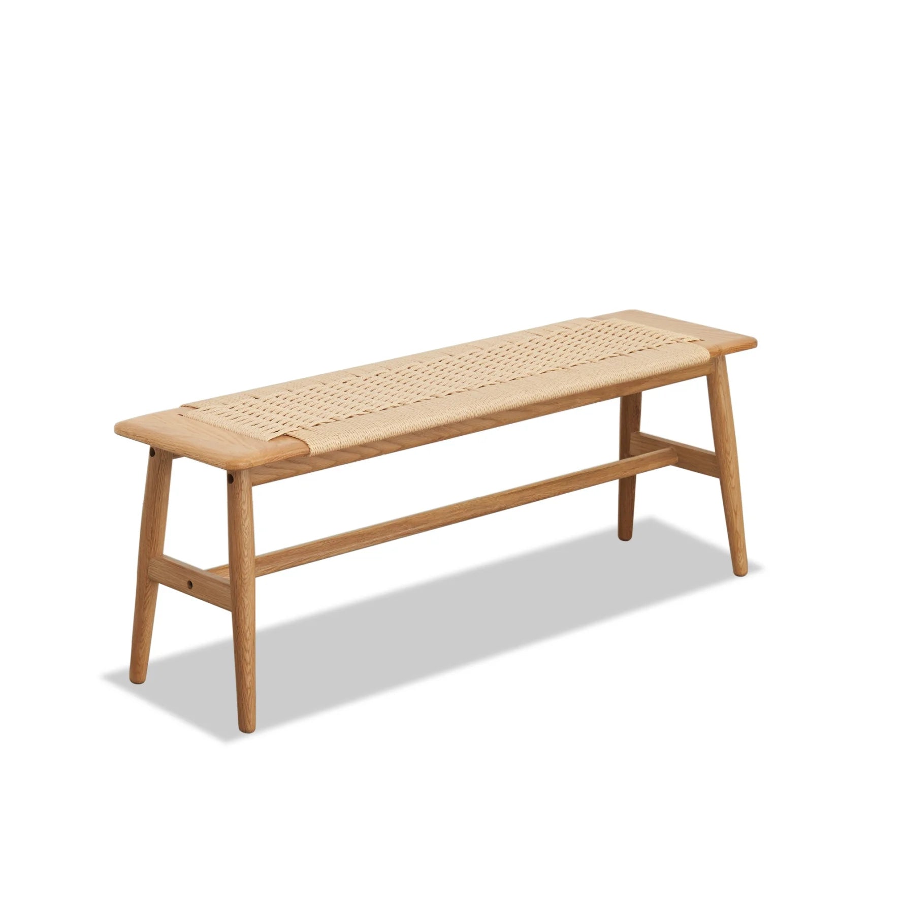 Woven Rattan Bench,Natural Oak Wood Dining Bench,Bed Bench Entryway Bench for Entryway,Dining Room,Bedroom,Bathroom
