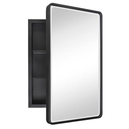 TEHOME Farmhouse Recessed Metal Bathroom Medicine Cabinets with Mirror 24" x 16" - Rubbed Bronze