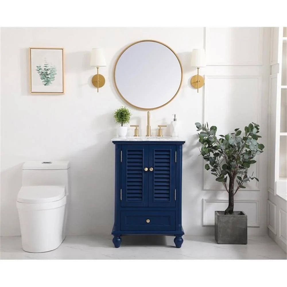 24 inch single bathroom vanity in blue