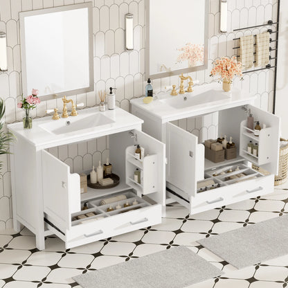 Harper & Bright Designs 72" White Bathroom Vanity Sink Combo with Soft-Close Doors, Bathroom Floor Cabinet with Storage