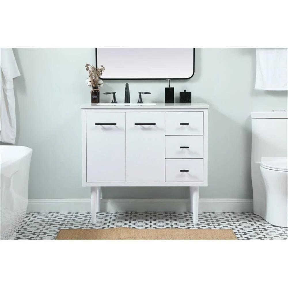 Elegant Kitchen and Bath 36 Inch Single Bathroom Vanity In Teak