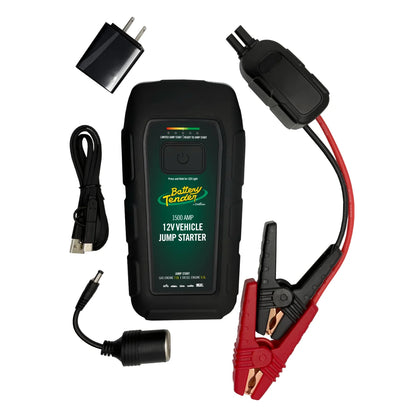 Battery Tender 1500 AMP Lithium Jump Starter - 12000mAh Portable Power Station - LED Flashlight Emergency Strobe - 3 Fast USB Charging Ports - 030-2020-WH