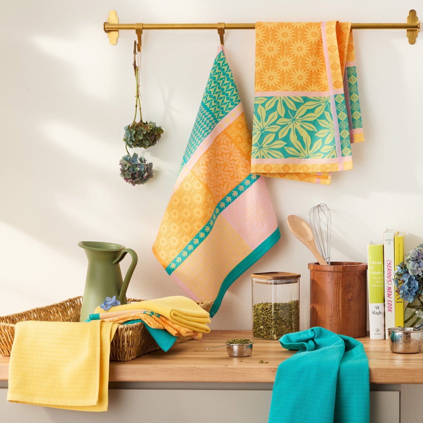 Jacquard Flatwoven Kitchen Towels, 8-pack