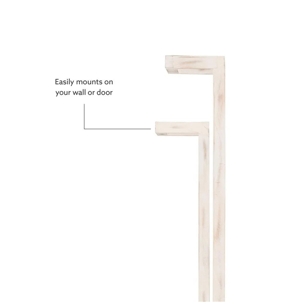 Linon Margot Wood Two Pack Towel Racks in Rustic Whitewash