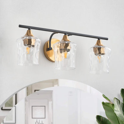 Aiwen Gold Brushed Crystal Vanity Light Fixture 3-Light Modern Bathroom Light Fixture over Mirror Vintage Wall Sconce