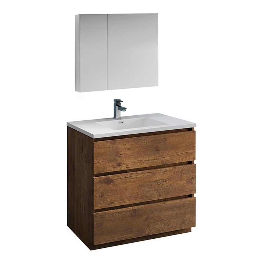 Fresca Lazzaro 36" Rosewood Free Standing Modern Bathroom Vanity w/Medicine Cabinet