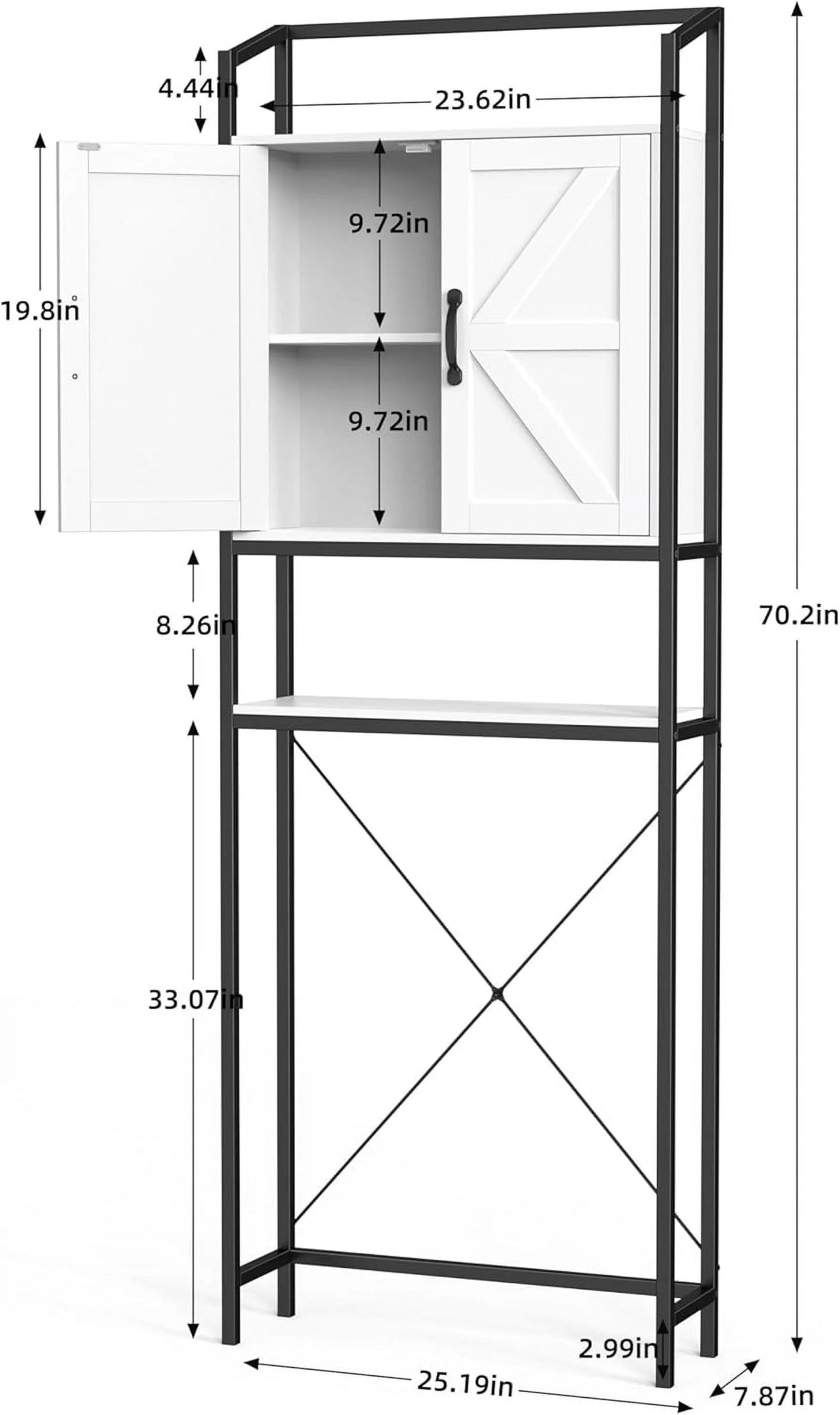 Frmobepts Over the Toilet Bathroom Storage Cabinet Space Saver with 2 Doors and 2 Storage Shelves, White