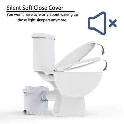 600watt Macerating Toilet with Pump, Upflush Toilet for Basement with 4water Inlets Connect Kitchen Sink Bathroom Included Macerator Pump, Water Tank, Toilet Bowl, Toilet Seat, Extension Pipe