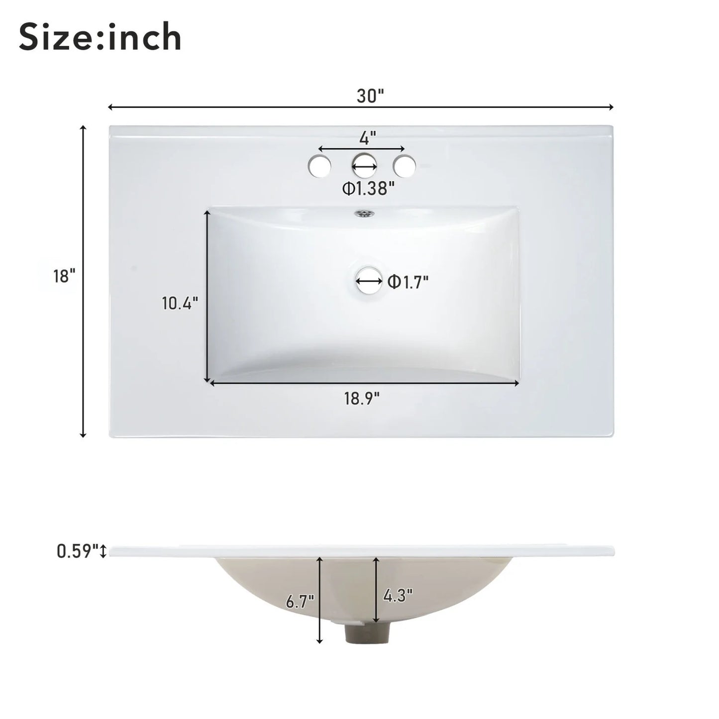 30" Bathroom Vanity with Sink Combo Wall Mounted Storage Cabinet Set with Soft Close Drawers, Modern Design with Invisible Handle, Resin Basin Sink Top, Gray
