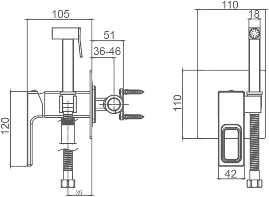 Bidet Toilet Faucet, Solid Brass Bidet Faucet Muslim Ducha Hygienic Shower, Matte Black Hot and Cold Water Mixer Tap