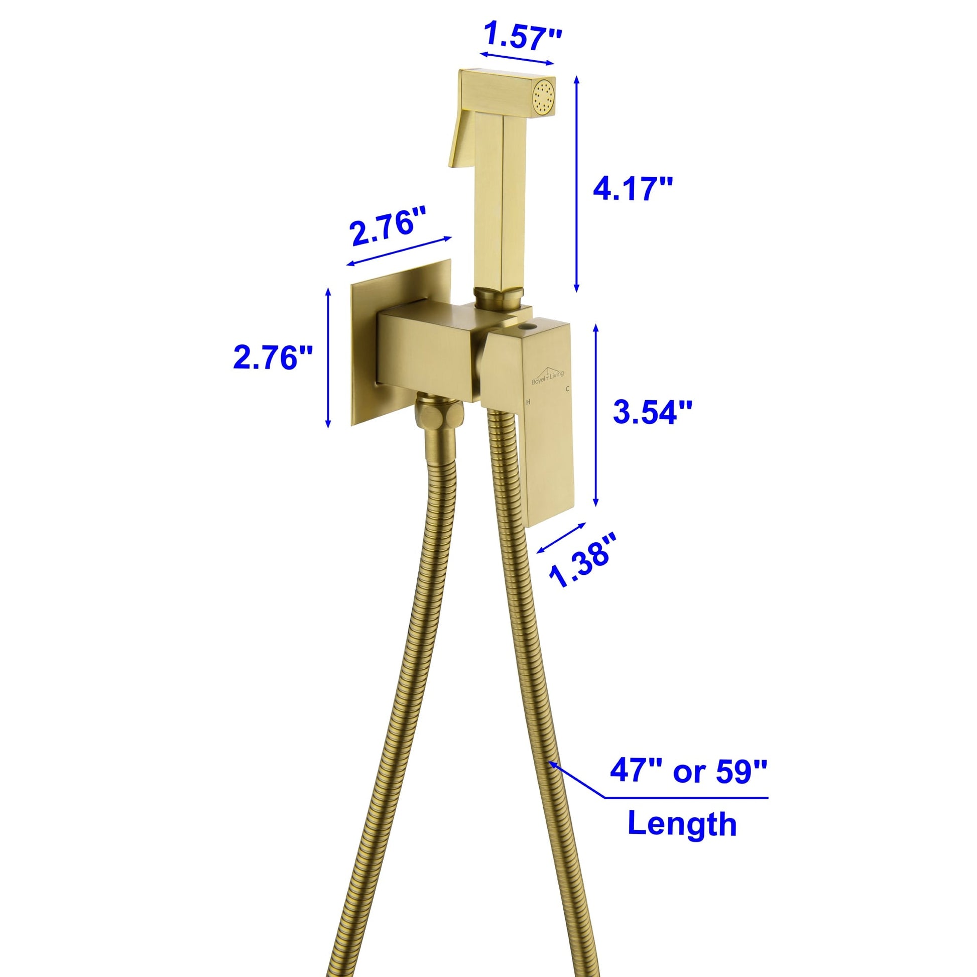 Clihome Wall Mount Single-Handle Bidet Faucet with Handle Gold Brushed