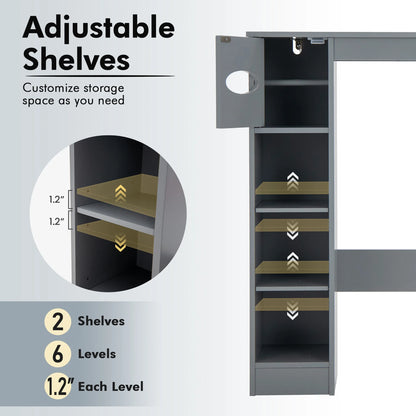 Costway Wooden Over the Toilet Storage Cabinet Bathroom Space Saver w/Paper Holder Grey