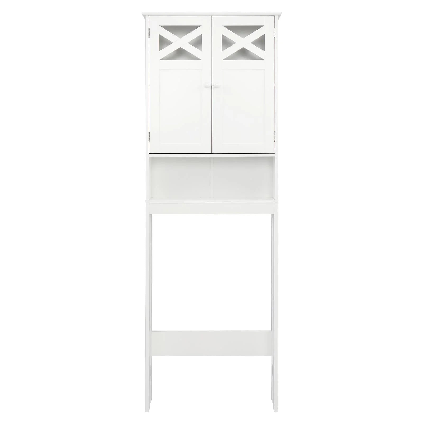 Ktaxon Over the Toilet Storage, Bathroom Storage Cabinet Organizer with Adjustable Shelf Double Doors, White